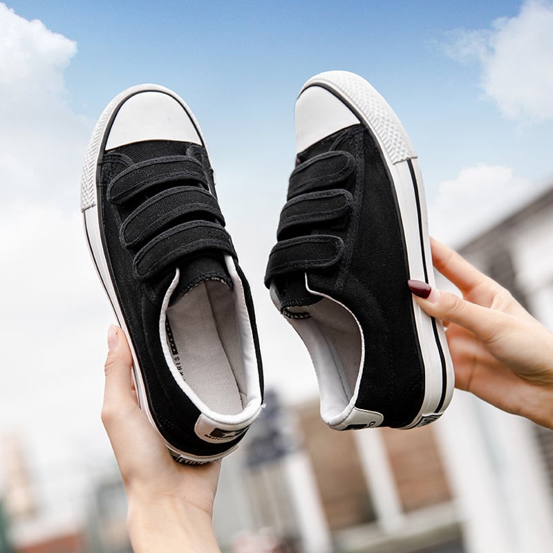 Adidași din canvas cu Velcro și platformă, stil coreean, casual pentru studente