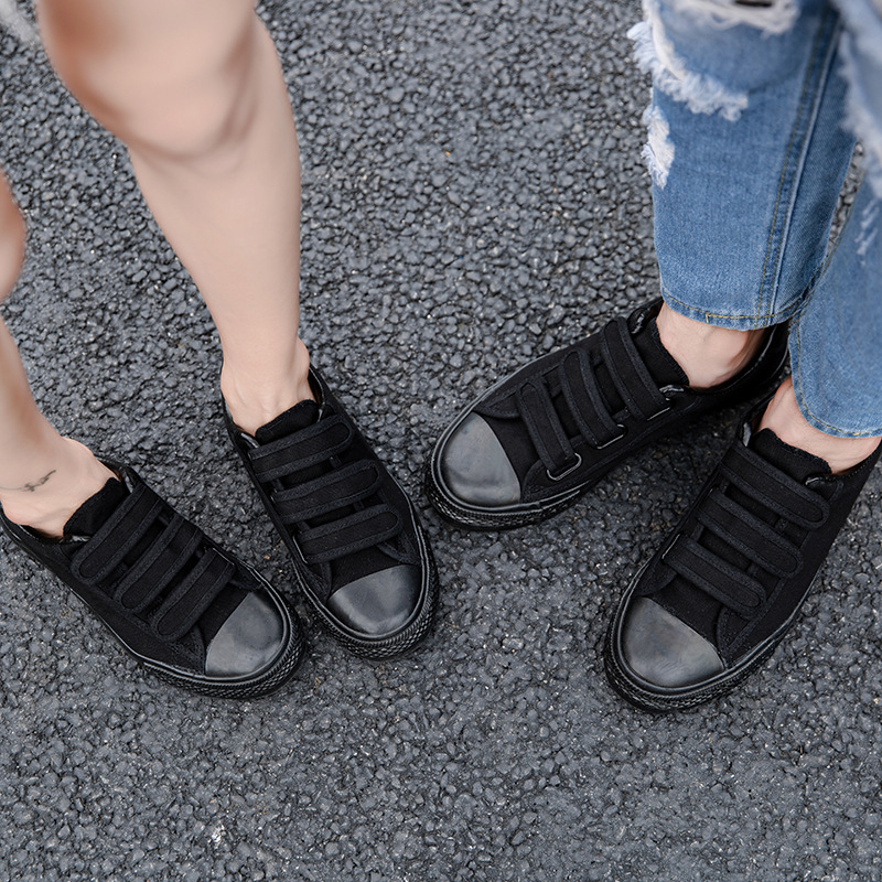 Adidași din canvas cu Velcro și platformă, stil coreean, casual pentru studente
