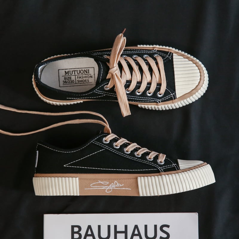 Pantofi din canvas pentru femei, talpă vulcanizată, stil coreean, casual retro, model F110, primăvara 2024