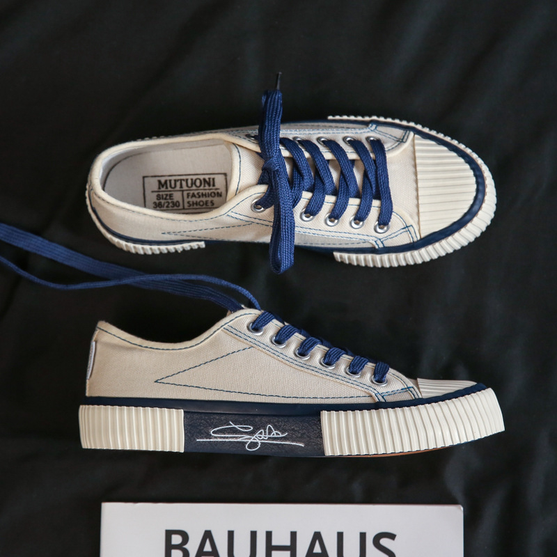 Pantofi din canvas pentru femei, talpă vulcanizată, stil coreean, casual retro, model F110, primăvara 2024