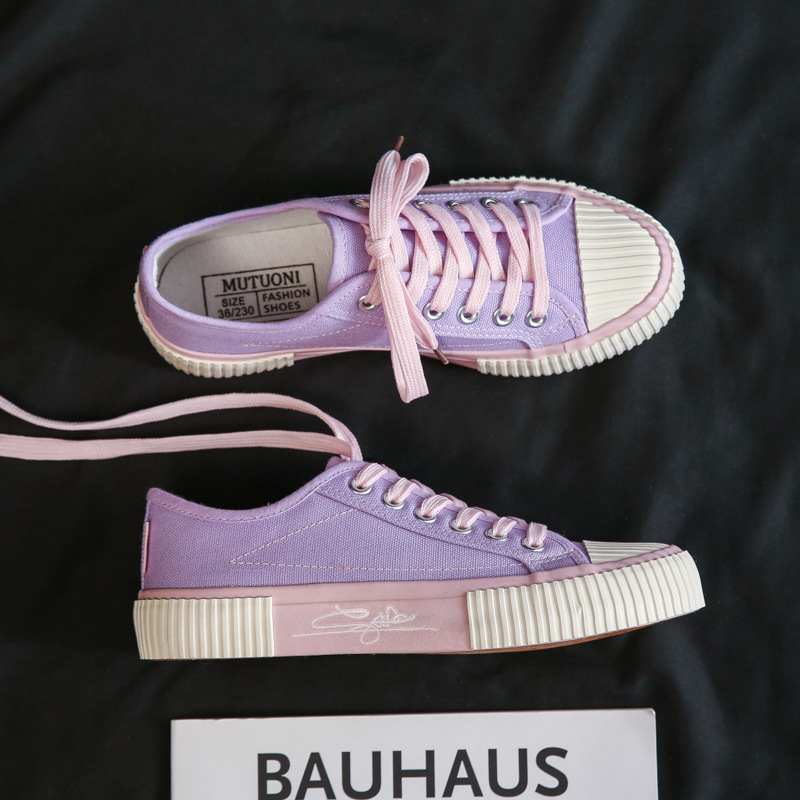 Pantofi din canvas pentru femei, talpă vulcanizată, stil coreean, casual retro, model F110, primăvara 2024