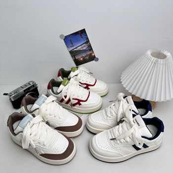 Adidași de pânză pentru femei, primăvară, albi, talie joasă, șireturi, stil coreean, căptușeală din plasă respirabilă
