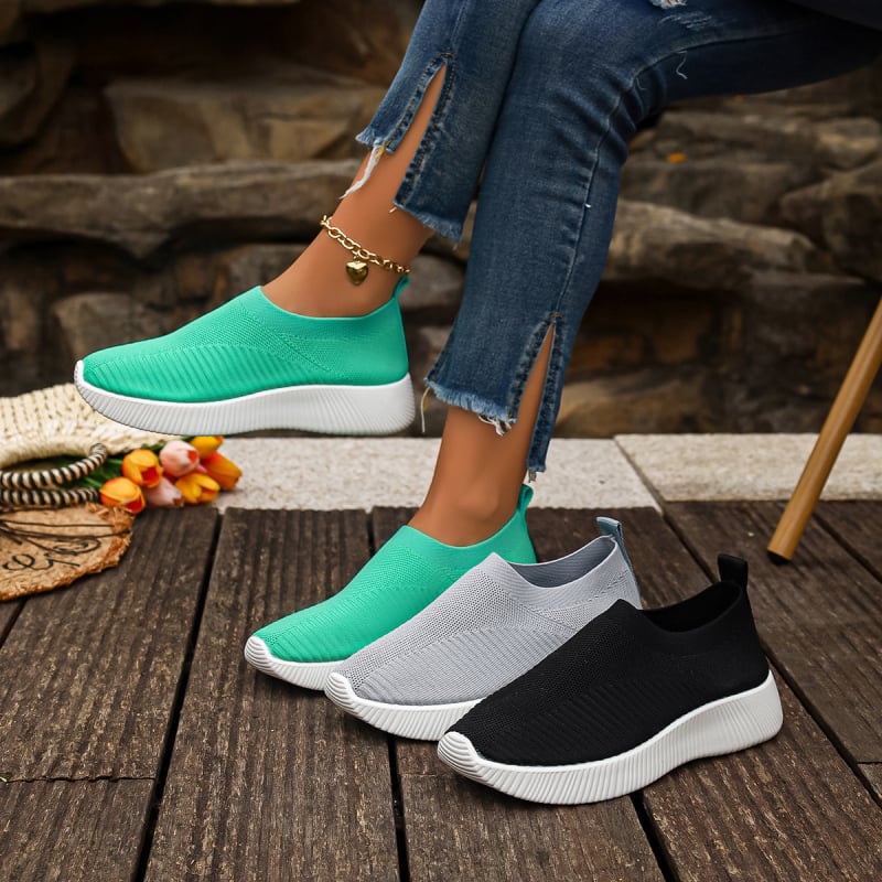 ΓυναικείΑ ανάλαφρα Flyknit αθλητικά παπούτσια για τρέξιμο, άνετα καθημερινά sneakers σε μεγάλα μεγέθη