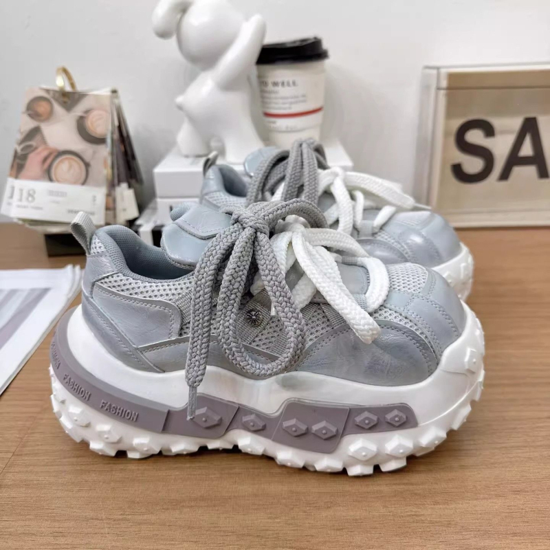 Γυναικείες casual sneakers με χρωματικό μπλοκ και φαρδιά σόλα, ρετρό στιλ dad shoes, παπούτσια που αυξάνουν το ύψος