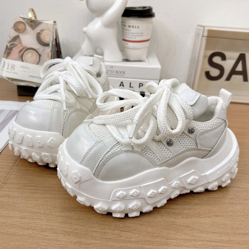 Γυναικείες casual sneakers με χρωματικό μπλοκ και φαρδιά σόλα, ρετρό στιλ dad shoes, παπούτσια που αυξάνουν το ύψος