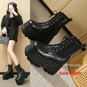 Čižmy na cosplay Martin s hrubou podrážkou zvyšujúcou výšku 20 cm, unisex, do polovice lýtok