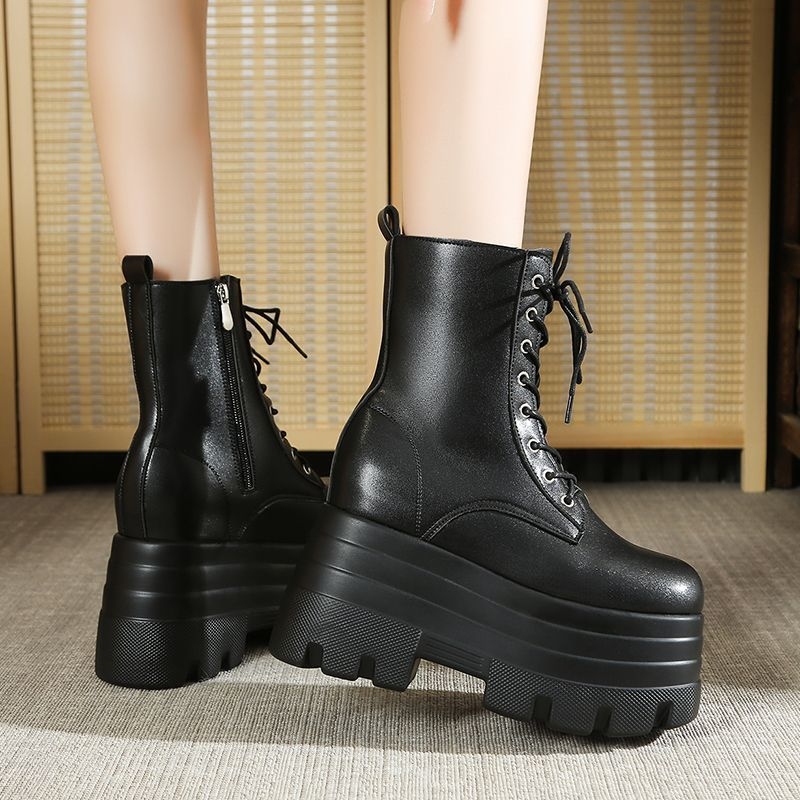 Čižmy na cosplay Martin s hrubou podrážkou zvyšujúcou výšku 20 cm, unisex, do polovice lýtok
