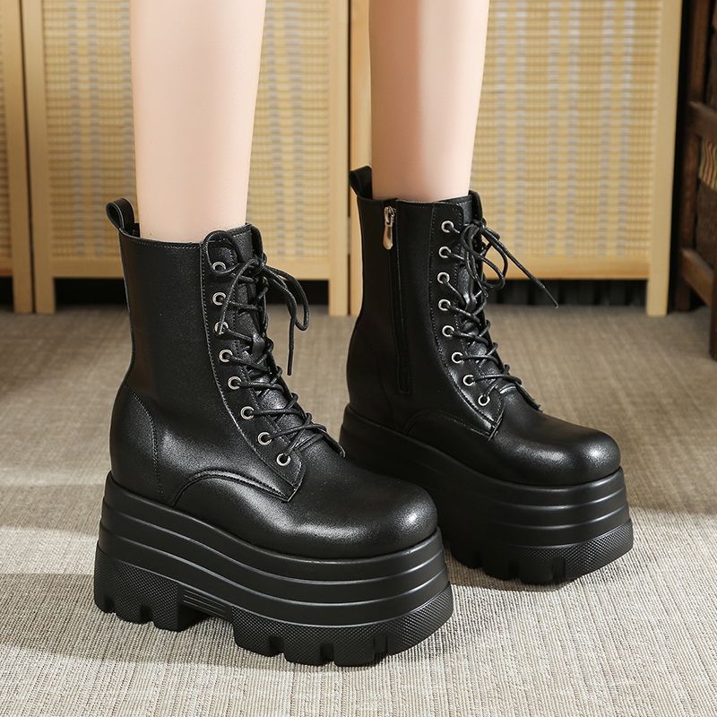 Čižmy na cosplay Martin s hrubou podrážkou zvyšujúcou výšku 20 cm, unisex, do polovice lýtok