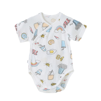 Rompers din bumbac pentru bebeluși, mâneci scurte, ușor, vară, nou-născuți, unisex