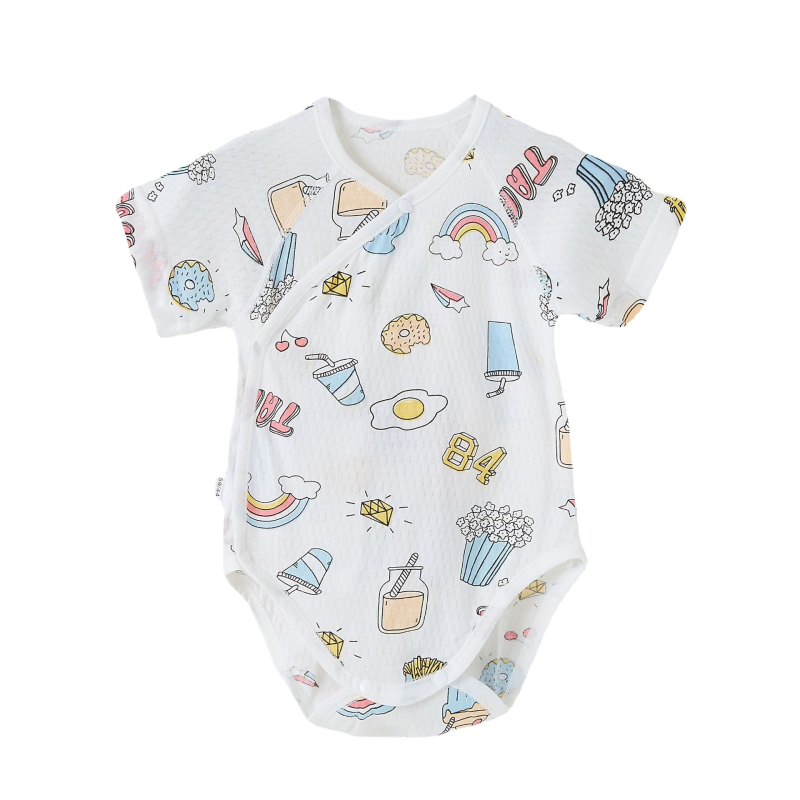 Rompers din bumbac pentru bebeluși, mâneci scurte, ușor, vară, nou-născuți, unisex