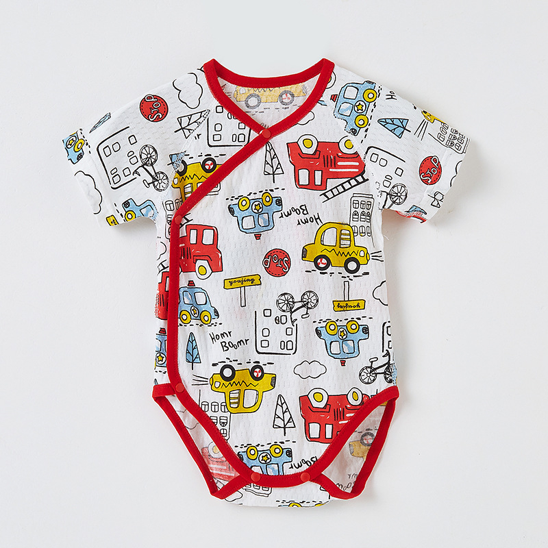 Rompers din bumbac pentru bebeluși, mâneci scurte, ușor, vară, nou-născuți, unisex