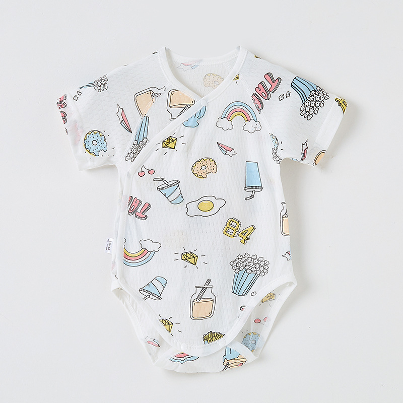Rompers din bumbac pentru bebeluși, mâneci scurte, ușor, vară, nou-născuți, unisex