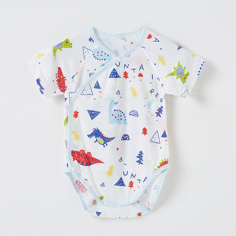 Rompers din bumbac pentru bebeluși, mâneci scurte, ușor, vară, nou-născuți, unisex