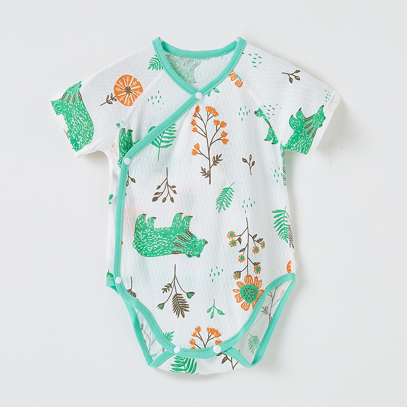 Rompers din bumbac pentru bebeluși, mâneci scurte, ușor, vară, nou-născuți, unisex