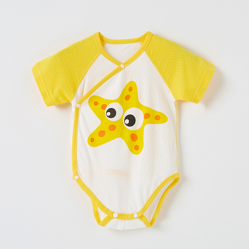 Rompers din bumbac pentru bebeluși, mâneci scurte, ușor, vară, nou-născuți, unisex