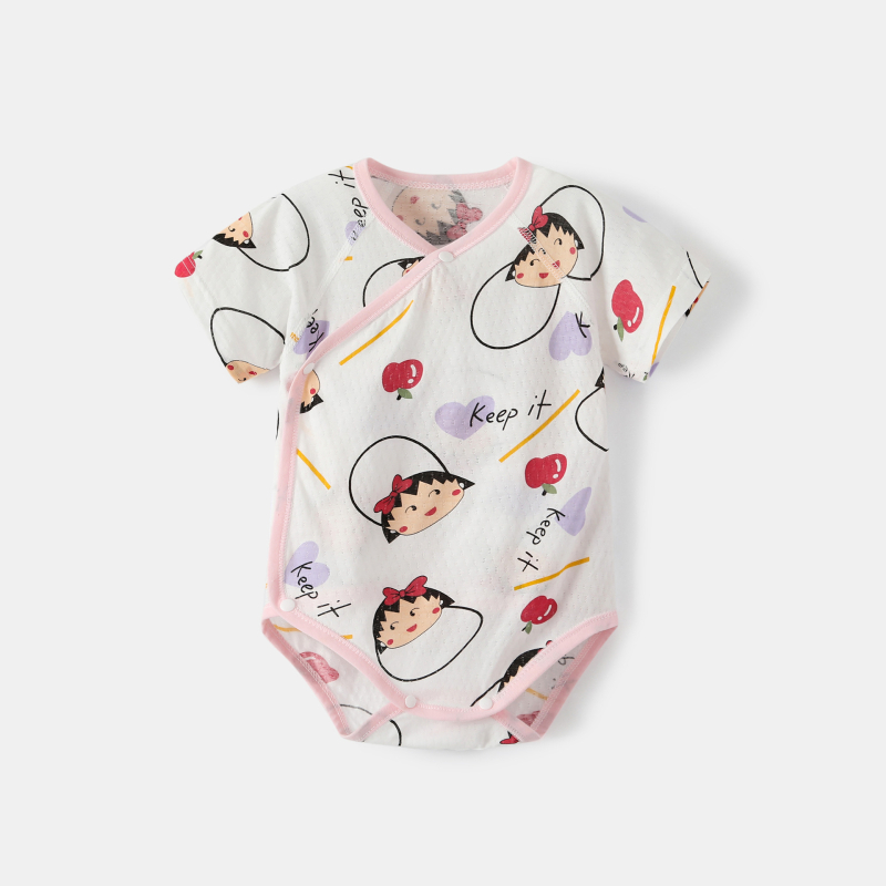 Rompers din bumbac pentru bebeluși, mâneci scurte, ușor, vară, nou-născuți, unisex