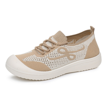 Дишащи Fly-knit Slip-on обувки за жени с мека и дебела подметка, удобни и леки за майки и възрастни жени.