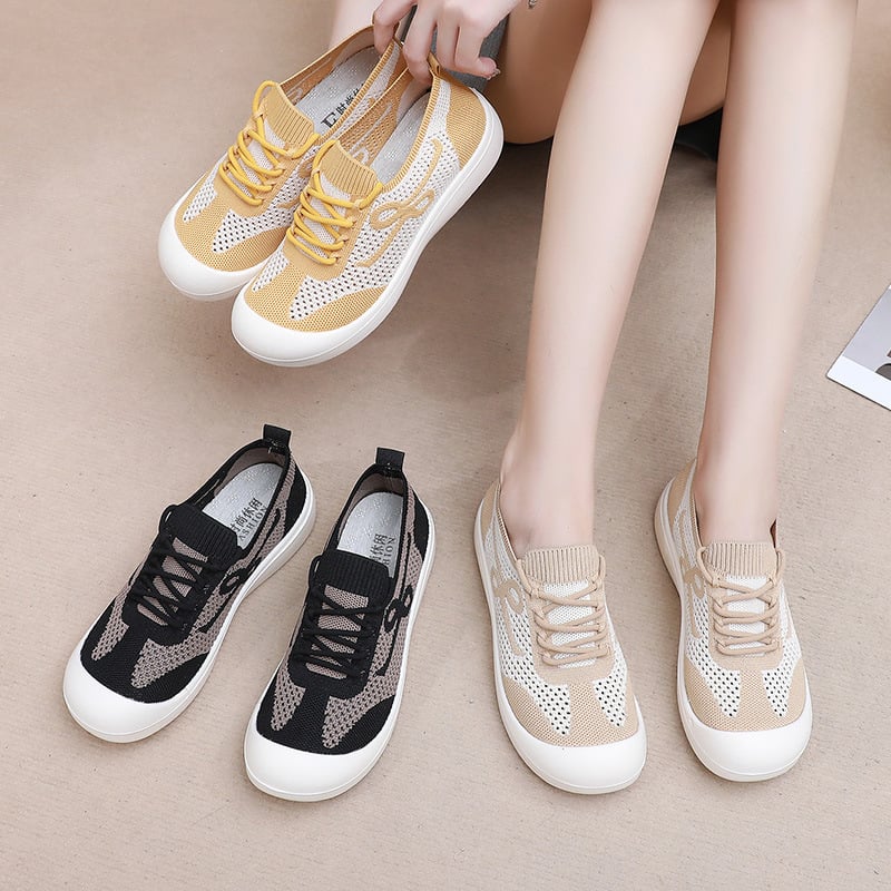 Дишащи Fly-knit Slip-on обувки за жени с мека и дебела подметка, удобни и леки за майки и възрастни жени.
