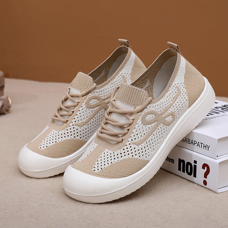 Дишащи Fly-knit Slip-on обувки за жени с мека и дебела подметка, удобни и леки за майки и възрастни жени.