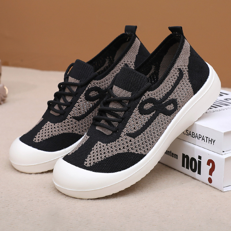 Дишащи Fly-knit Slip-on обувки за жени с мека и дебела подметка, удобни и леки за майки и възрастни жени.