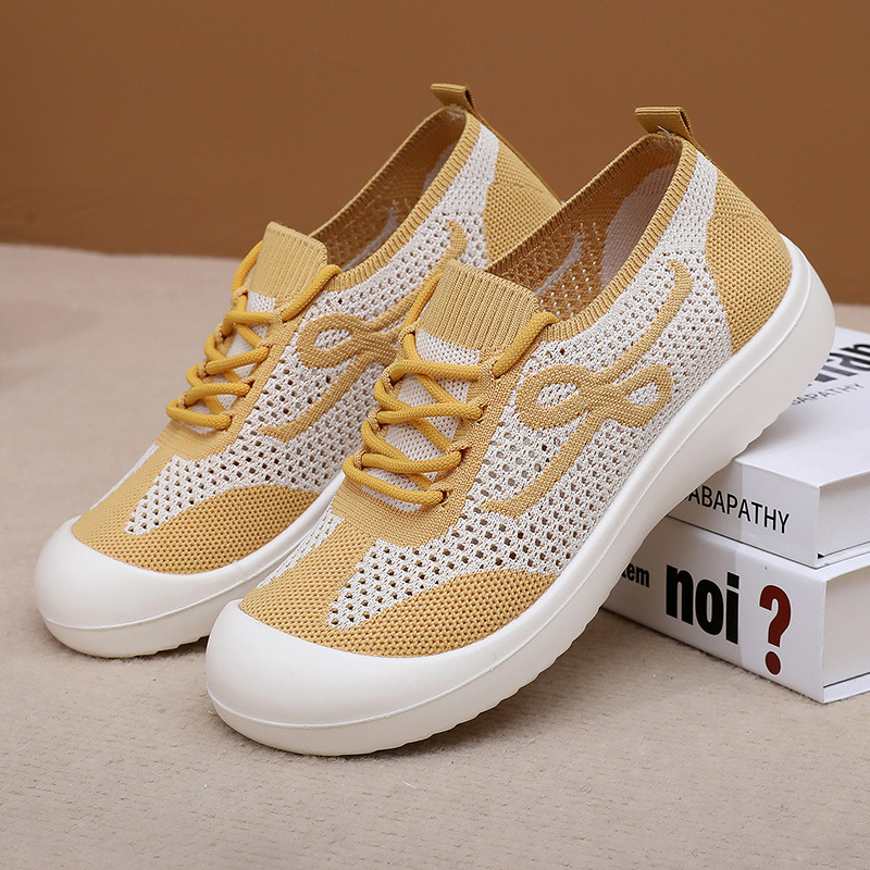 Дишащи Fly-knit Slip-on обувки за жени с мека и дебела подметка, удобни и леки за майки и възрастни жени.