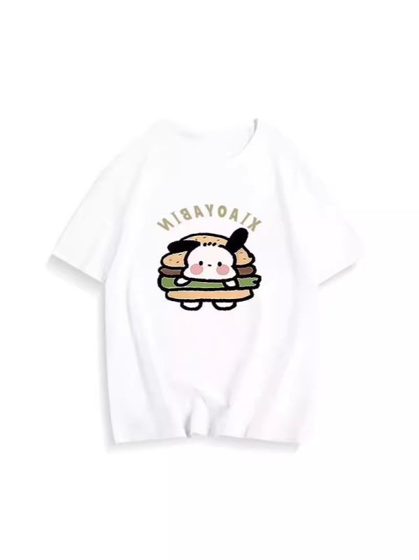 Γυναικείο T‑shirt σε αμερικανικό ρετρό στυλ με καρτούν, χαλαρή γραμμή, στρογγυλός λαιμός, μεσαίου μήκους, κοντά μανίκια, plus size, καλοκαιρινό τοπ