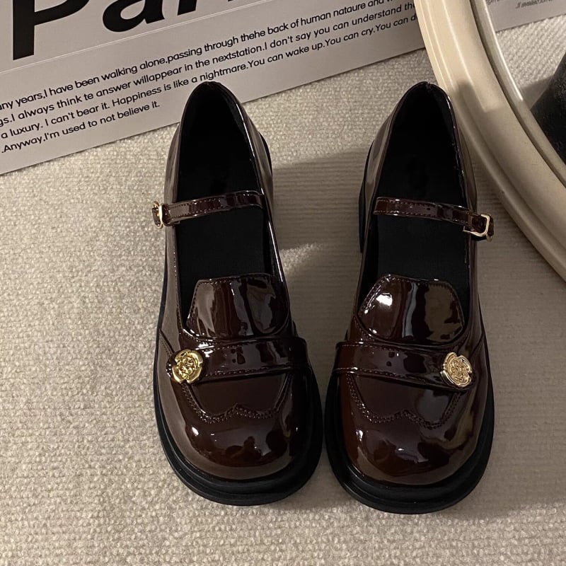 Loafers femei cu talpă groasă, stil britanic, Mary Jane retro pentru primăvară-vară 2026, potrivite pentru rochii