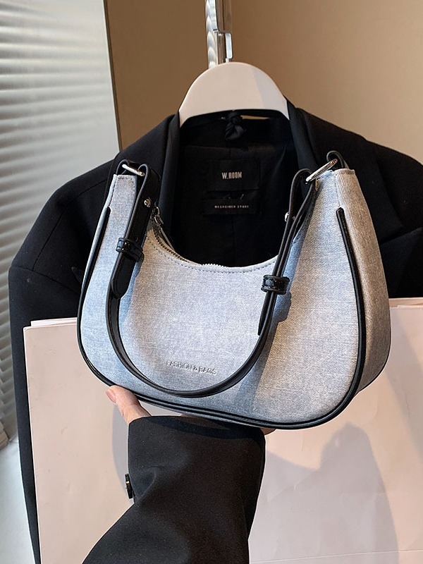 Γυναικεία PU denim crossbody τσάντα, μικρού μεγέθους, καλοκαίρι 2024, καθημερινή casual τσάντα με φερμουάρ