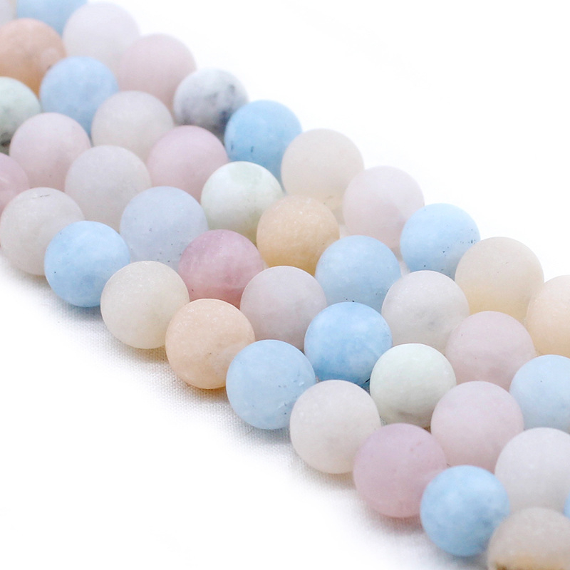 5A ακατέργαστες χάντρες Morganite σε candy χρώματα και στρογγυλές πράσινες χάντρες βηρυλλίου για χειροποίητα κοσμήματα