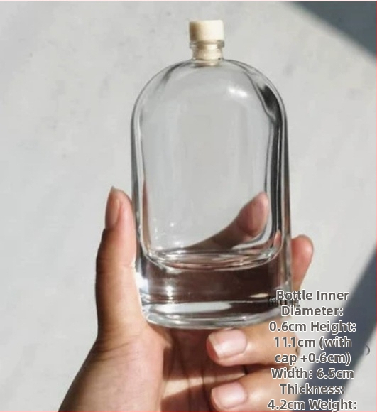100 ml priehľadná plochá štvorcová sklenená fľaša s malým hrdlom na liehoviny, aromaterapiu, náplne do parfumov, kávu a nápoje, prázdna dekoratívna fľaša