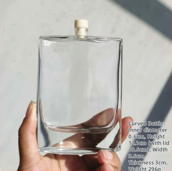 100 ml priehľadná plochá štvorcová sklenená fľaša s malým hrdlom na liehoviny, aromaterapiu, náplne do parfumov, kávu a nápoje, prázdna dekoratívna fľaša