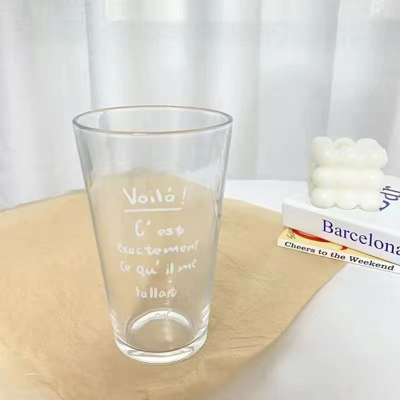 Pahar de sticlă personalizat, cu capac și pai, în stil Instagram cu litere, pentru cafea și băuturi reci, transparent