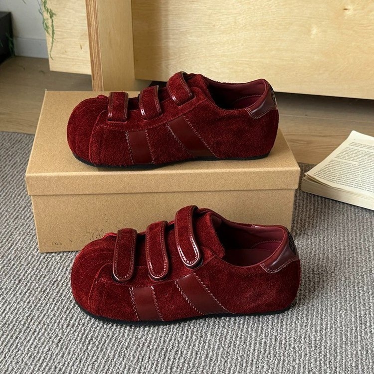 Γυναικείες nubuk πλατφόρμες με Velcro, στρογγυλό μπροστινό μέρος, μεσαίο ύψος τακουνιού 3–5 cm, παχιά σόλα, αναπνεόμενες