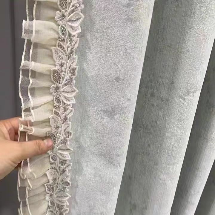 Traka čipke za zavjese s motivom lišća i cvijeta, dvostruko plisirana čipka, DIY dodatak, poliester