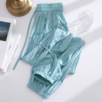 Γυναικείοι παντελόνες παραλίας από Ice Silk με προστασία από τον ήλιο, στυλ Κορεατικό και Ιαπωνικό, ελαφριές καλοκαιρινές παντελόνες jogger τύπου lantern-harem, με υψηλή μέση, casual παντελόνια