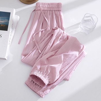 Γυναικείοι παντελόνες παραλίας από Ice Silk με προστασία από τον ήλιο, στυλ Κορεατικό και Ιαπωνικό, ελαφριές καλοκαιρινές παντελόνες jogger τύπου lantern-harem, με υψηλή μέση, casual παντελόνια