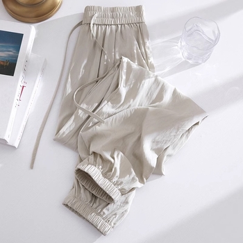 Γυναικείοι παντελόνες παραλίας από Ice Silk με προστασία από τον ήλιο, στυλ Κορεατικό και Ιαπωνικό, ελαφριές καλοκαιρινές παντελόνες jogger τύπου lantern-harem, με υψηλή μέση, casual παντελόνια