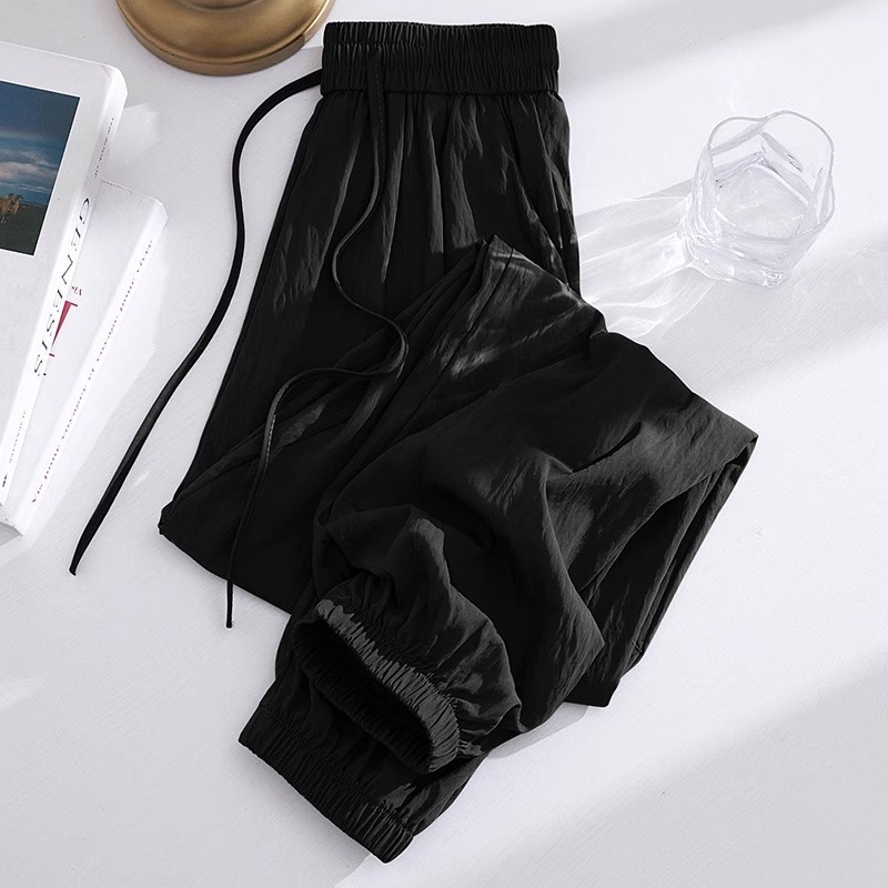 Γυναικείοι παντελόνες παραλίας από Ice Silk με προστασία από τον ήλιο, στυλ Κορεατικό και Ιαπωνικό, ελαφριές καλοκαιρινές παντελόνες jogger τύπου lantern-harem, με υψηλή μέση, casual παντελόνια