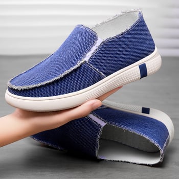 Férfi vászoncipő slip-on, könnyű, puha talpú, kényelmes casual cipő tavasz-nyár