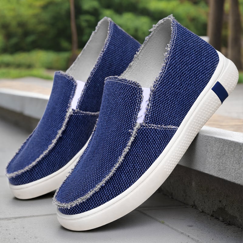 Férfi vászoncipő slip-on, könnyű, puha talpú, kényelmes casual cipő tavasz-nyár