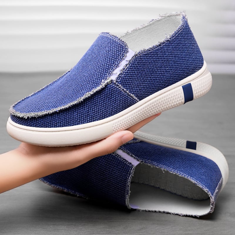 Férfi vászoncipő slip-on, könnyű, puha talpú, kényelmes casual cipő tavasz-nyár