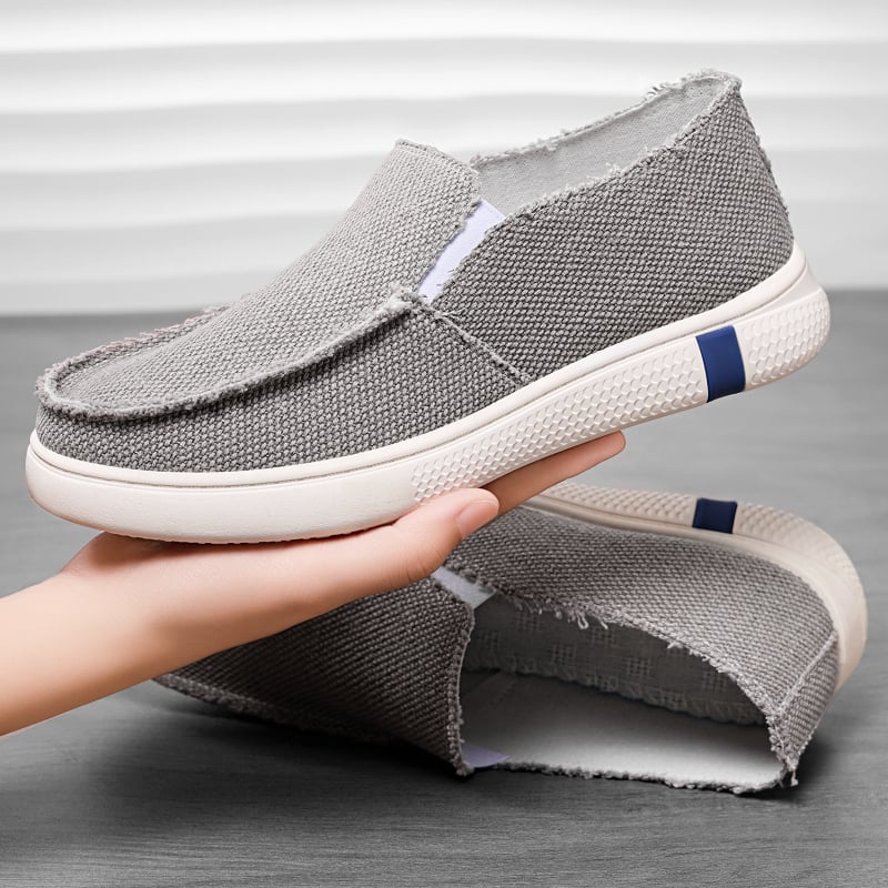 Férfi vászoncipő slip-on, könnyű, puha talpú, kényelmes casual cipő tavasz-nyár