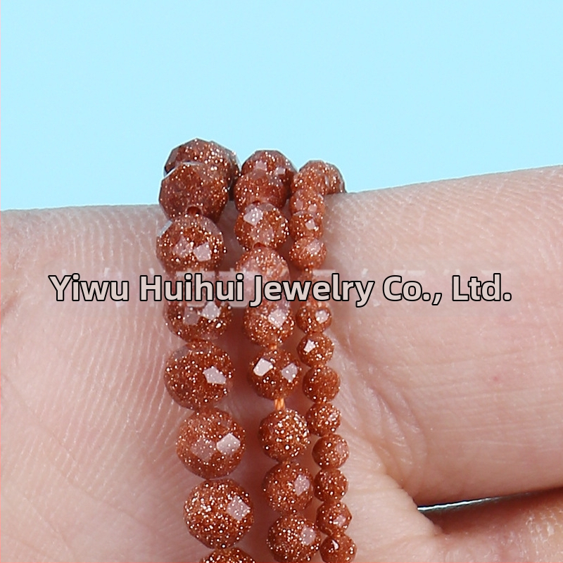 Modré a zlaté pieskovcové fazetované korálky s dištančnými korálkami na výrobu šperkov svojpomocne (2–4 mm)