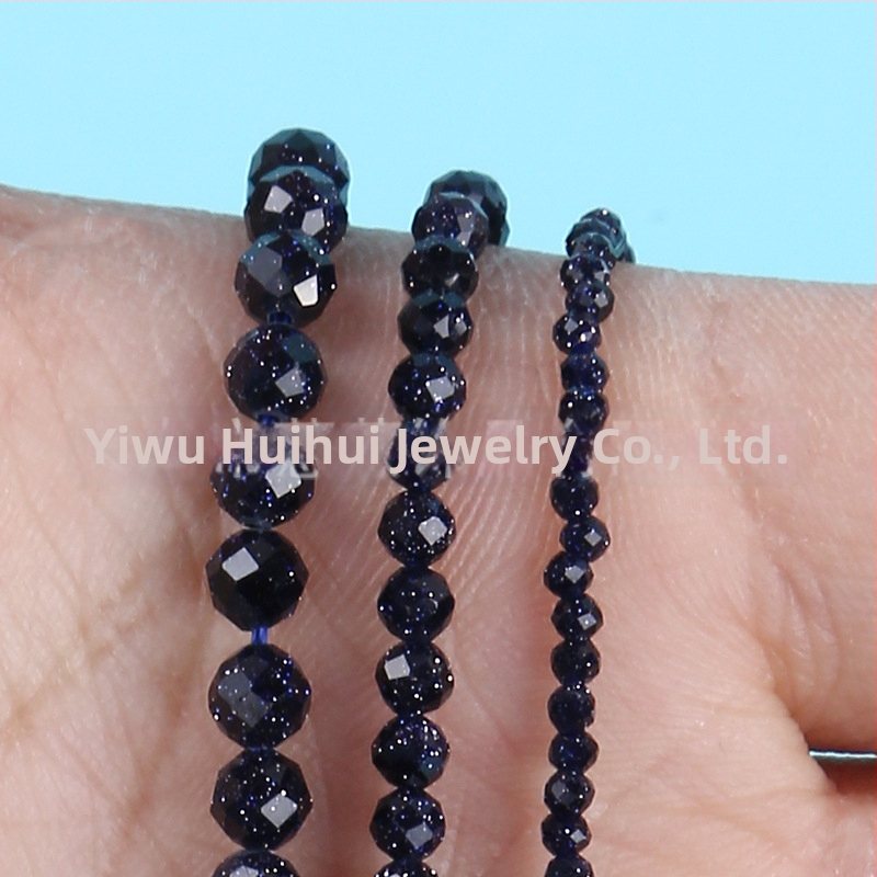 Modré a zlaté pieskovcové fazetované korálky s dištančnými korálkami na výrobu šperkov svojpomocne (2–4 mm)