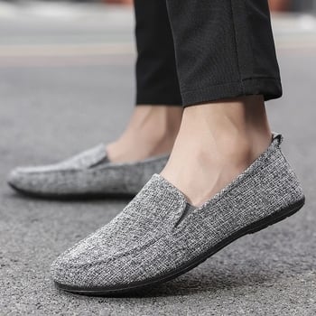 Férfi vászon slip-on cipő, légáteresztő, puha talp, mindennapi vezetéshez