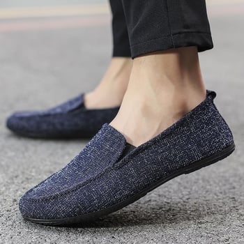 Férfi vászon slip-on cipő, légáteresztő, puha talp, mindennapi vezetéshez