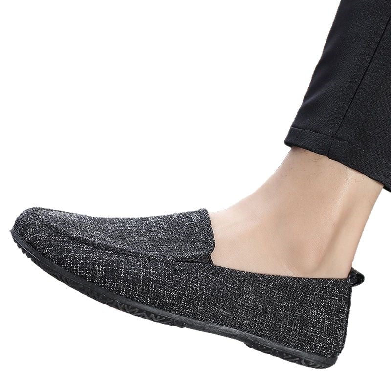 Férfi vászon slip-on cipő, légáteresztő, puha talp, mindennapi vezetéshez