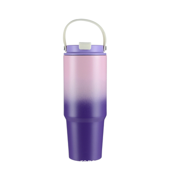 30oz Κούπα με λαβή σε απόχρωση gradient, φορητή θερμομονωμένη ποτήρι αυτοκινήτου, με μεγάλη χωρητικότητα