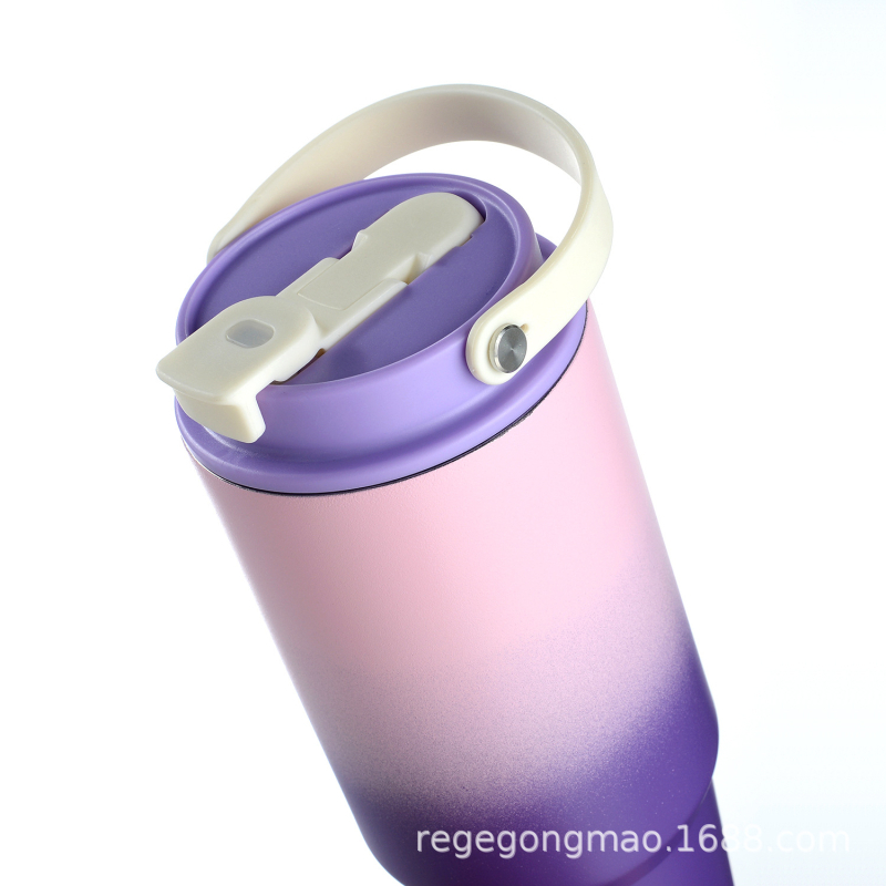 30oz Κούπα με λαβή σε απόχρωση gradient, φορητή θερμομονωμένη ποτήρι αυτοκινήτου, με μεγάλη χωρητικότητα