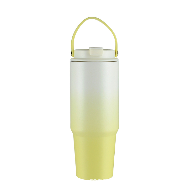 30oz Κούπα με λαβή σε απόχρωση gradient, φορητή θερμομονωμένη ποτήρι αυτοκινήτου, με μεγάλη χωρητικότητα